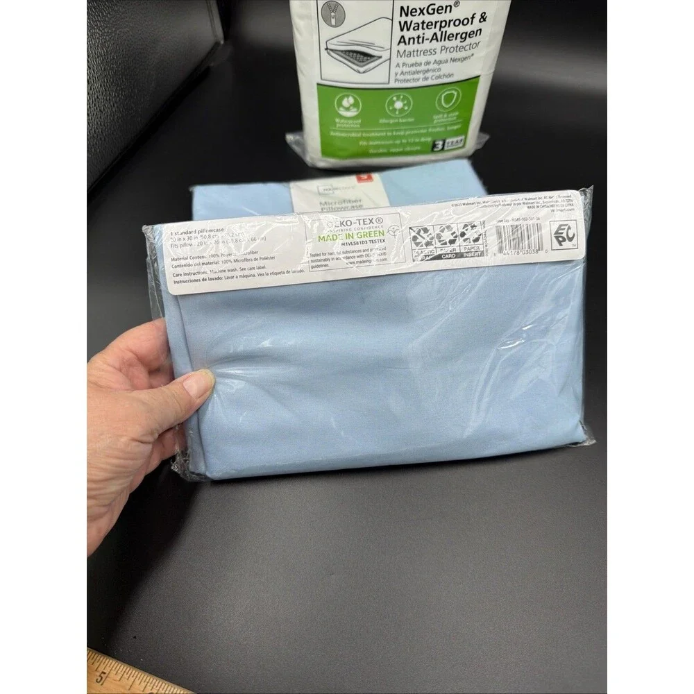 New Mainstays Waterproof Anti-Allergen Zip Mattress Protector TWIN 2 Pillowcases